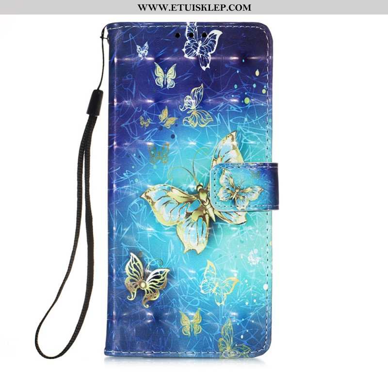 Etui Folio do Samsung Galaxy A54 5G z Łańcuch Lot Motyli W Smyczy